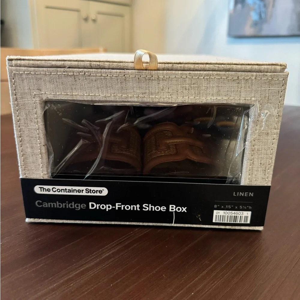 Drop-front linen shoe box - The Container Store